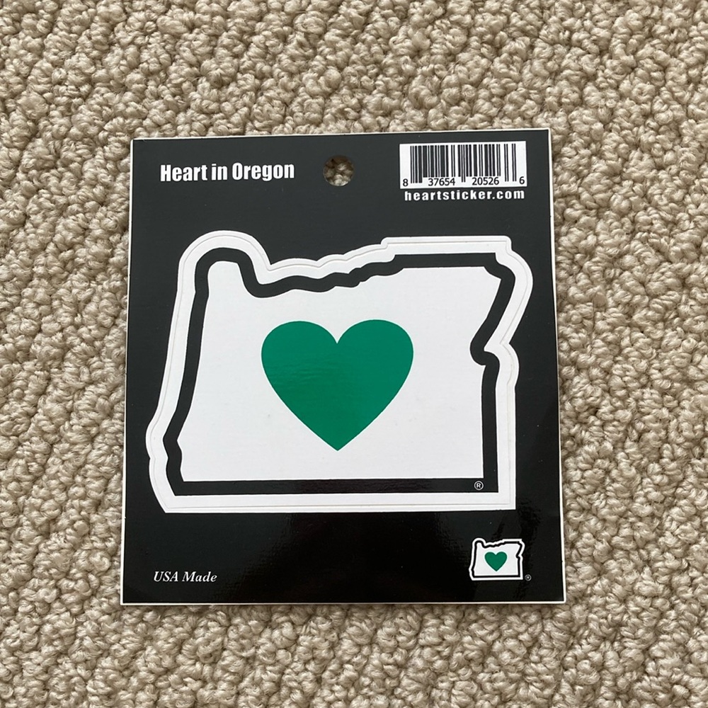 Oregon State Large Heart Lovers Sticker Souvenir Abstract Gift NWT